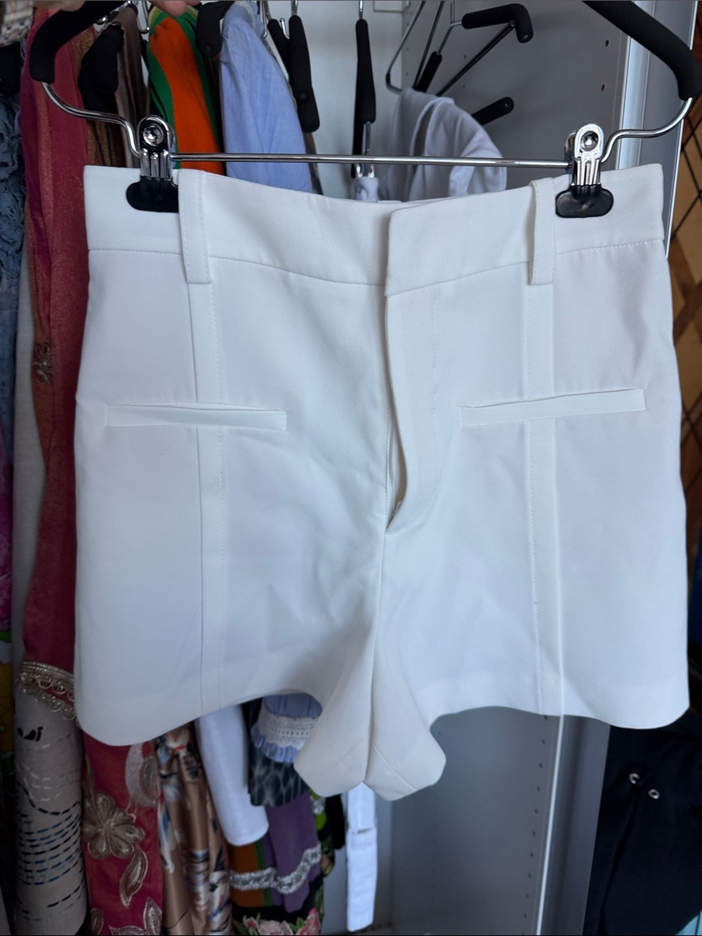 Zara White High-Waist Tailored Shorts